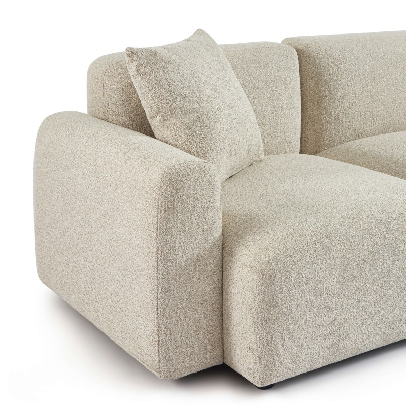 Canapé d'angle droit fixe CORELA 4 places tissu chenille tramé beige