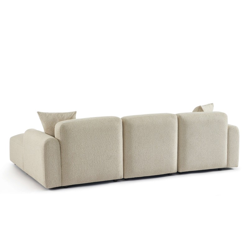 Canapé d'angle droit fixe CORELA 4 places tissu chenille tramé beige