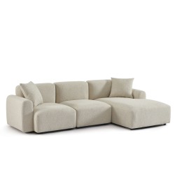 Canapé d'angle droit fixe CORELA 4 places tissu chenille tramé beige