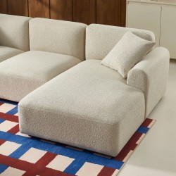 Canapé d'angle droit fixe CORELA 4 places tissu chenille tramé beige