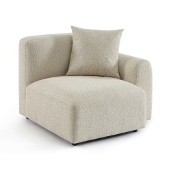 Canapé d'angle droit fixe CORELA 4 places tissu chenille tramé beige
