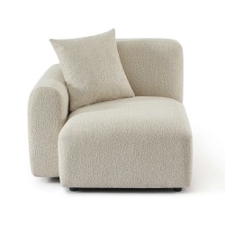 Canapé d'angle droit fixe CORELA 4 places tissu chenille tramé beige