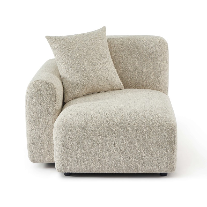 Canapé d'angle droit fixe CORELA 4 places tissu chenille tramé beige