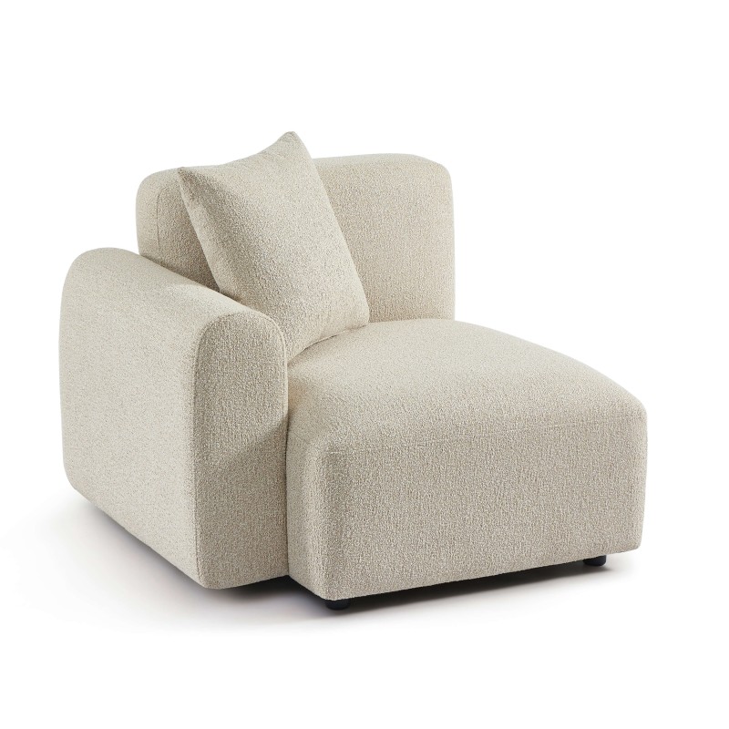 Canapé d'angle droit fixe CORELA 4 places tissu chenille tramé beige