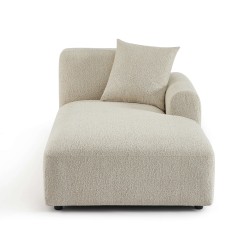 Canapé d'angle droit fixe CORELA 4 places tissu chenille tramé beige