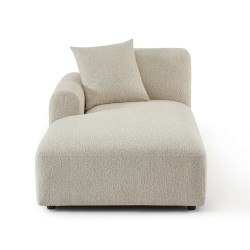 Canapé d'angle gauche fixe CORELA 4 places tissu chenille tramé beige