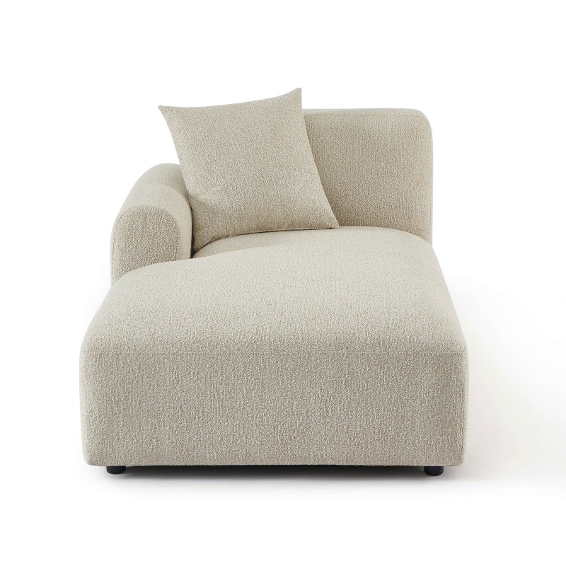 Canapé d'angle gauche fixe CORELA 4 places tissu chenille tramé beige