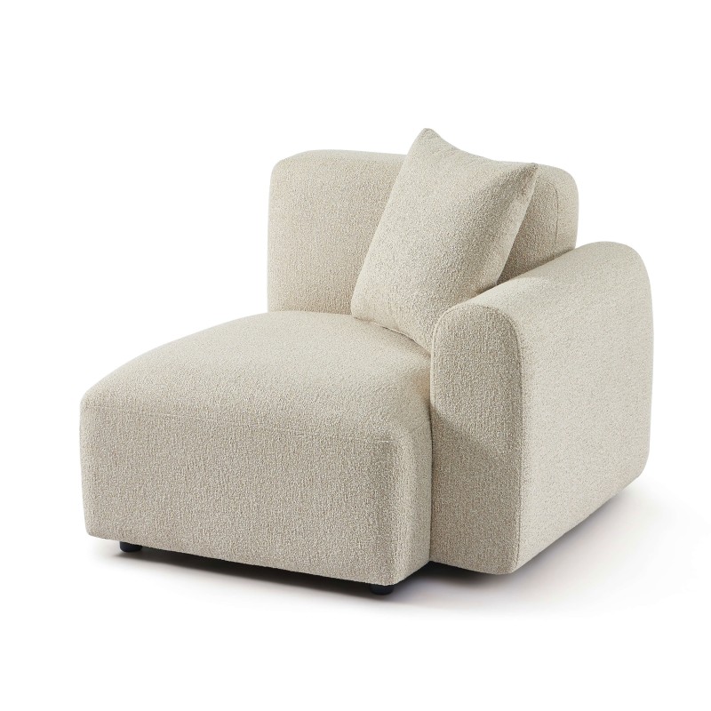Canapé d'angle gauche fixe CORELA 4 places tissu chenille tramé beige