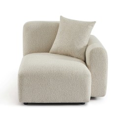 Canapé d'angle gauche fixe CORELA 4 places tissu chenille tramé beige