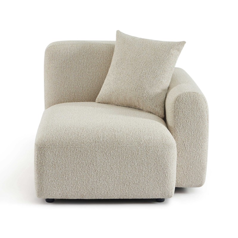Canapé d'angle gauche fixe CORELA 4 places tissu chenille tramé beige