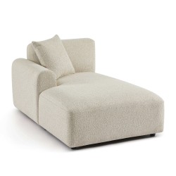 Canapé d'angle gauche fixe CORELA 4 places tissu chenille tramé beige