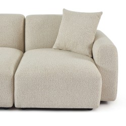 Canapé d'angle gauche fixe CORELA 4 places tissu chenille tramé beige