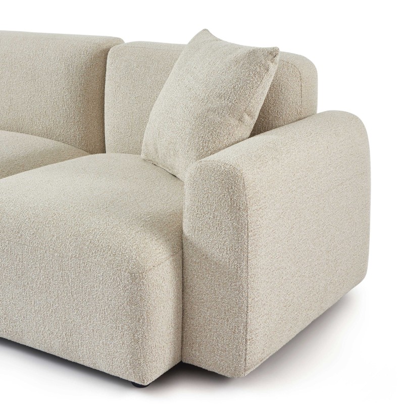 Canapé d'angle gauche fixe CORELA 4 places tissu chenille tramé beige