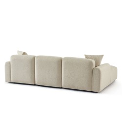 Canapé d'angle gauche fixe CORELA 4 places tissu chenille tramé beige