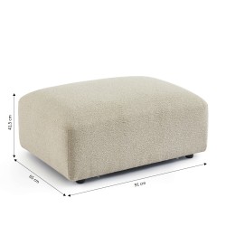 Pouf CORELA tissu chenille tramé beige