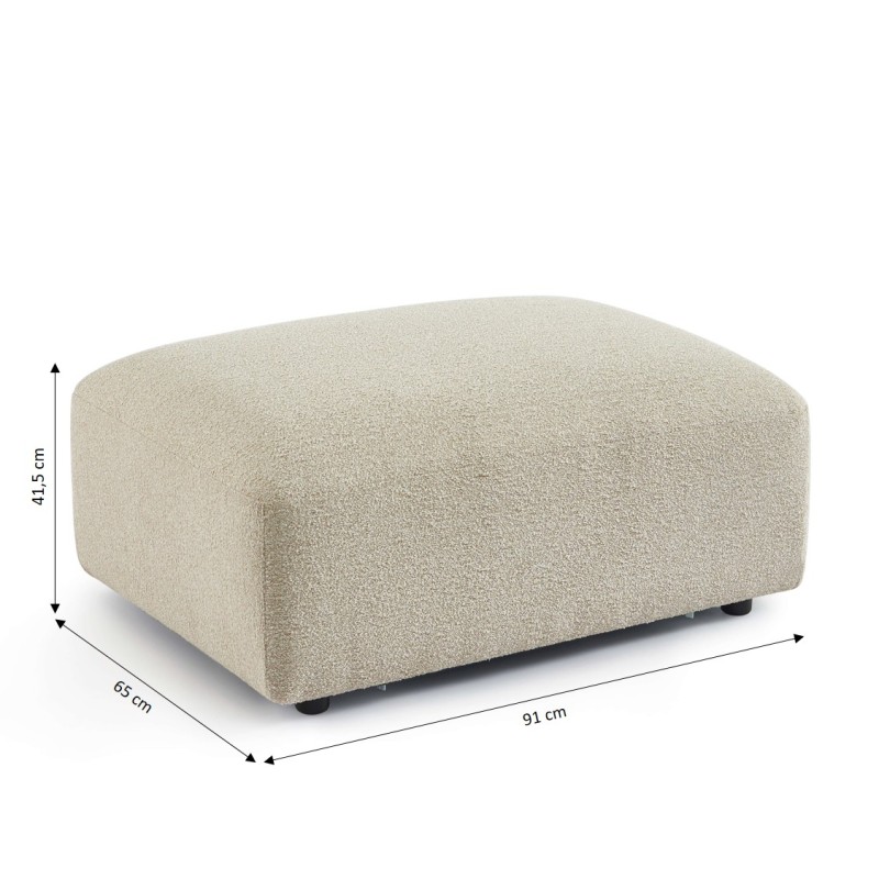 Pouf CORELA tissu chenille tramé beige