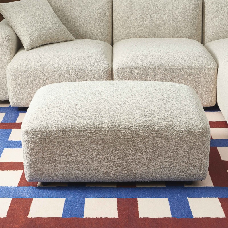 Pouf CORELA tissu chenille tramé beige