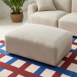 Pouf CORELA tissu chenille tramé beige