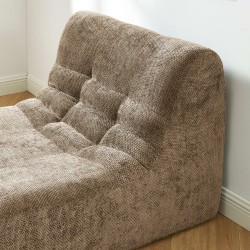 Poltrona modulare JANIS a 1 posto in tessuto ciniglia, color taupe