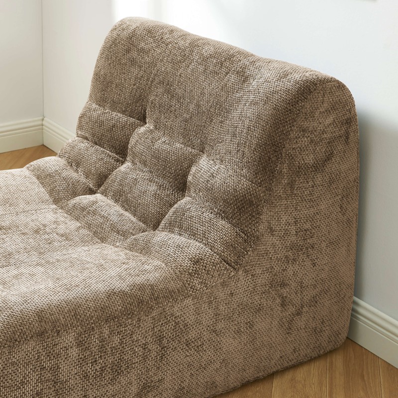 Poltrona modulare JANIS a 1 posto in tessuto ciniglia, color taupe