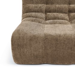 Poltrona modulare JANIS a 1 posto in tessuto ciniglia, color taupe