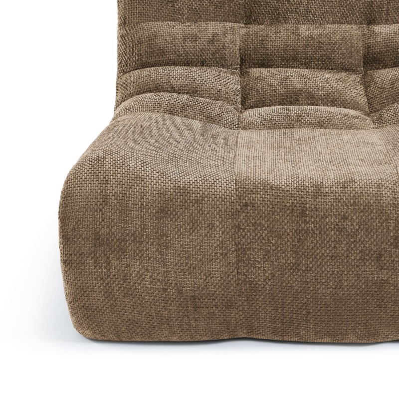Poltrona modulare JANIS a 1 posto in tessuto ciniglia, color taupe