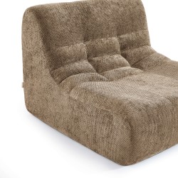 Poltrona modulare JANIS a 1 posto in tessuto ciniglia, color taupe