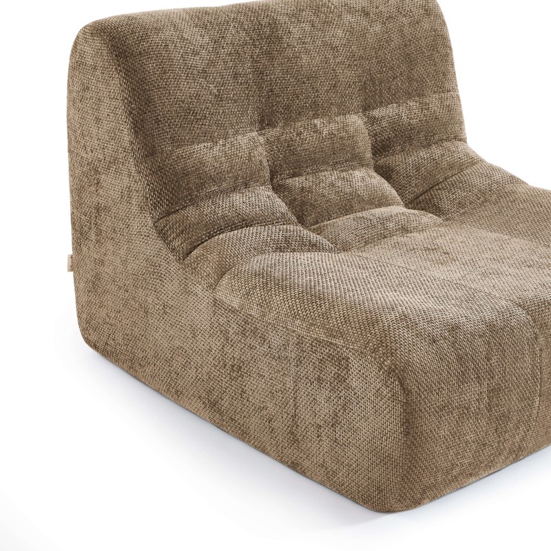 Poltrona modulare JANIS a 1 posto in tessuto ciniglia, color taupe