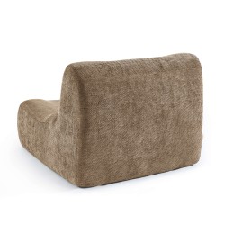 Poltrona modulare JANIS a 1 posto in tessuto ciniglia, color taupe