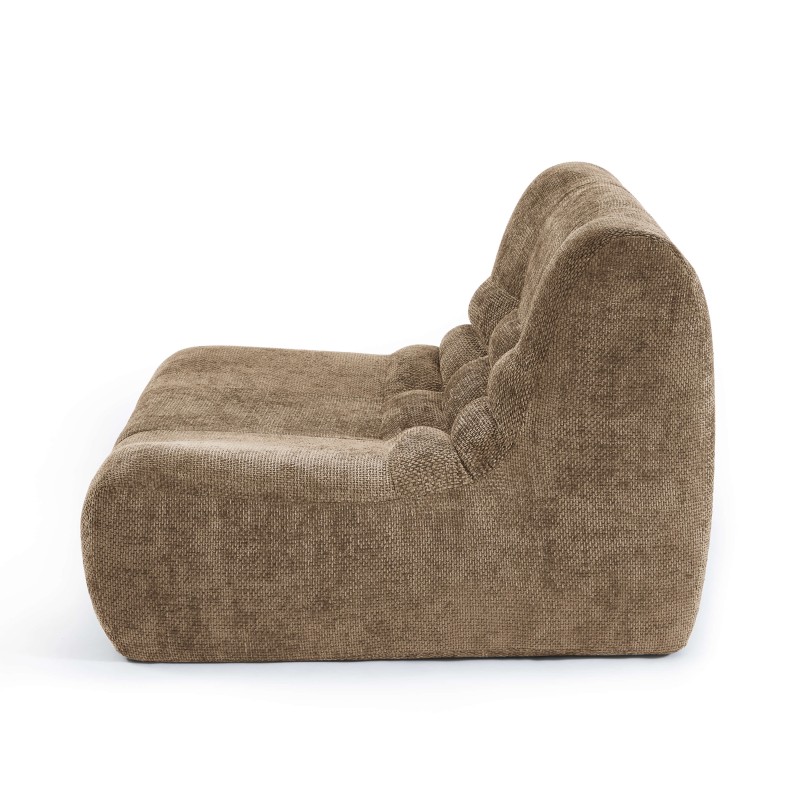 Poltrona modulare JANIS a 1 posto in tessuto ciniglia, color taupe