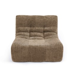 Poltrona modulare JANIS a 1 posto in tessuto ciniglia, color taupe