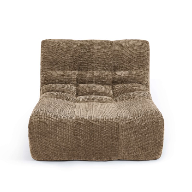 Poltrona modulare JANIS a 1 posto in tessuto ciniglia, color taupe
