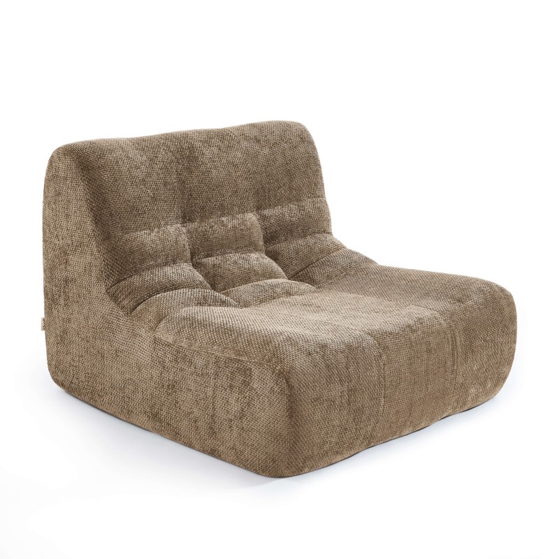 Poltrona modulare JANIS a 1 posto in tessuto ciniglia, color taupe