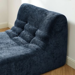Poltrona modulare JANIS a 1 posto in tessuto ciniglia, blu