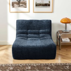 Poltrona modulare JANIS a 1 posto in tessuto ciniglia, blu
