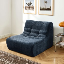 Poltrona modulare JANIS a 1 posto in tessuto ciniglia, blu