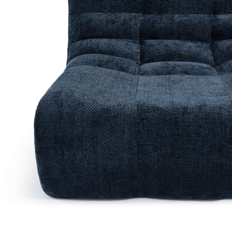 Poltrona modulare JANIS a 1 posto in tessuto ciniglia, blu