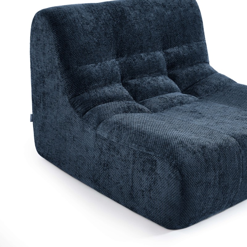Poltrona modulare JANIS a 1 posto in tessuto ciniglia, blu