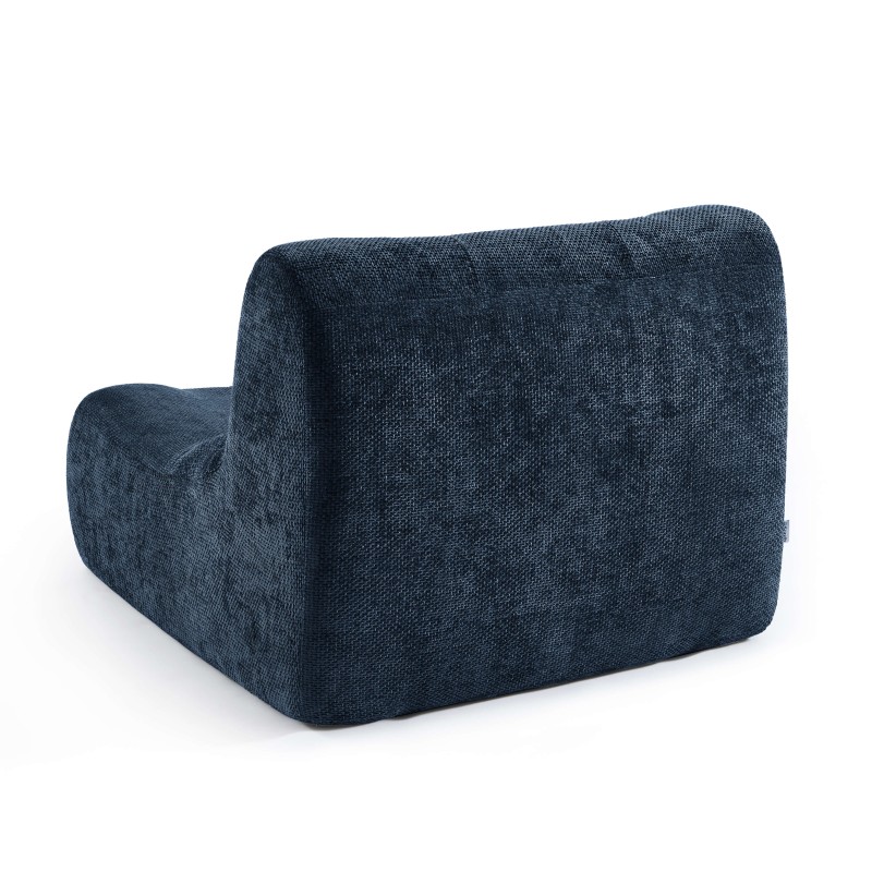Poltrona modulare JANIS a 1 posto in tessuto ciniglia, blu