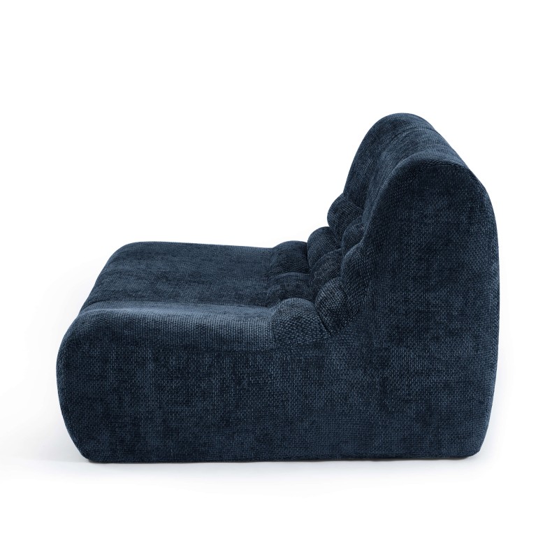 Poltrona modulare JANIS a 1 posto in tessuto ciniglia, blu