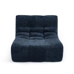 Poltrona modulare JANIS a 1 posto in tessuto ciniglia, blu