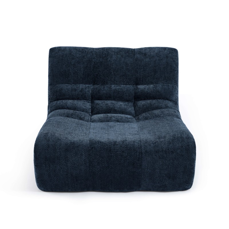 Poltrona modulare JANIS a 1 posto in tessuto ciniglia, blu