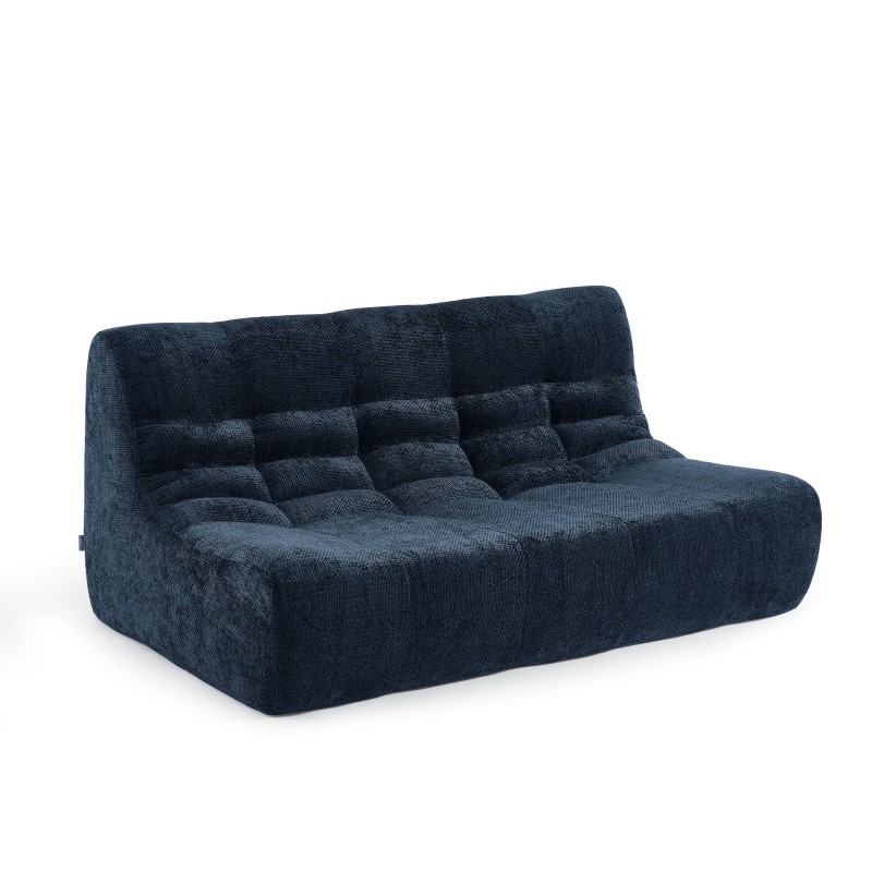 Banquette JANIS modulable 2 places tissu chenille bleu