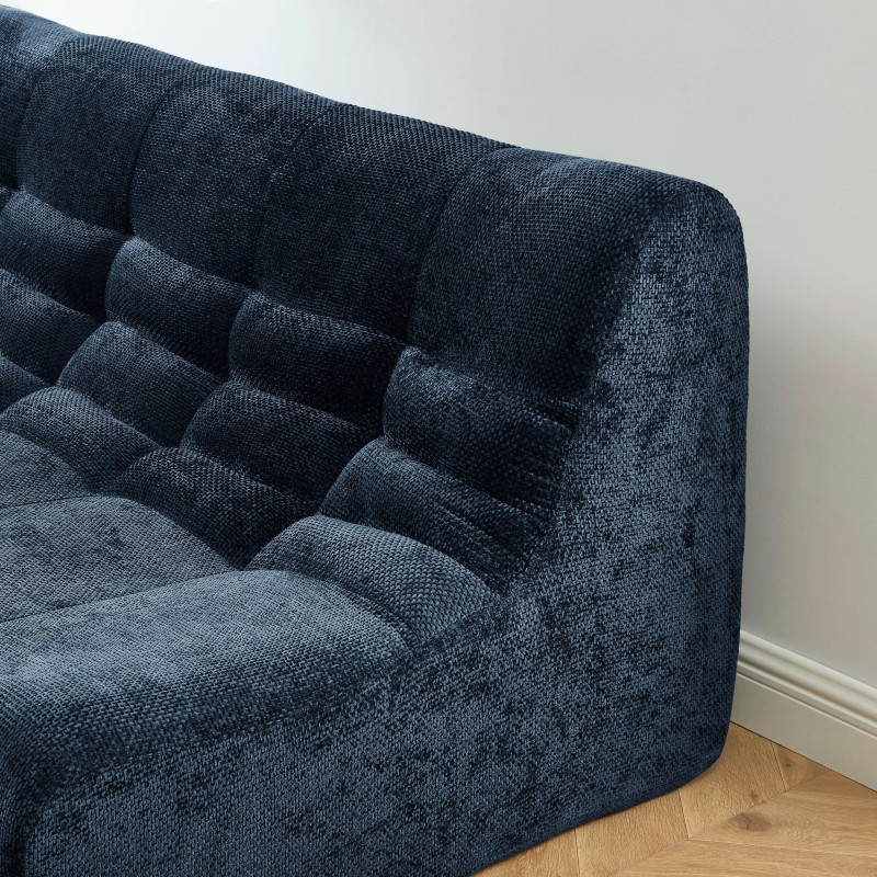 Banquette JANIS modulable 2 places tissu chenille bleu