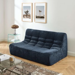 Banquette JANIS modulable 2 places tissu chenille bleu