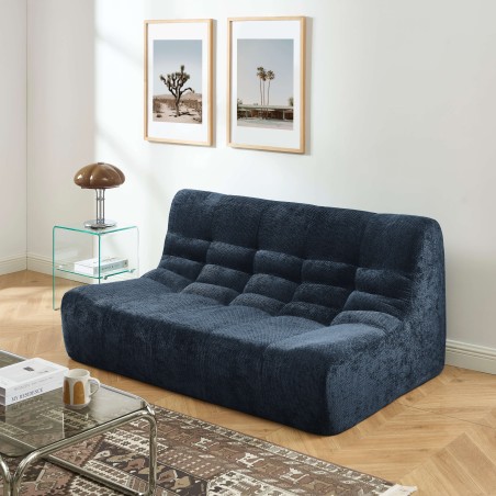 Banquette JANIS modulable 2 places tissu chenille bleu
