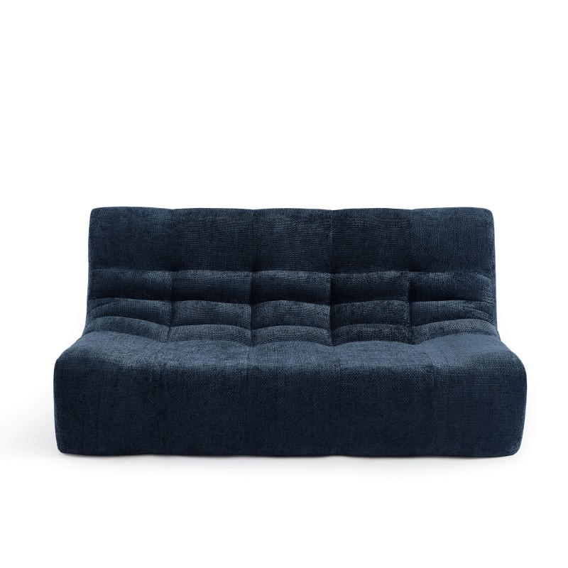 Banquette JANIS modulable 2 places tissu chenille bleu