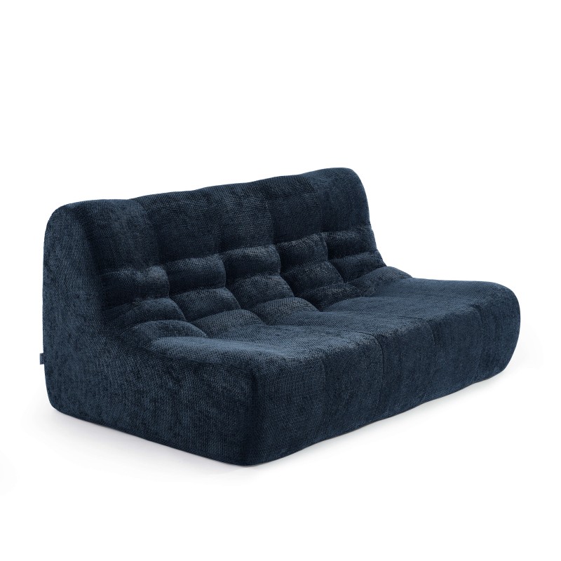 Banquette JANIS modulable 2 places tissu chenille bleu