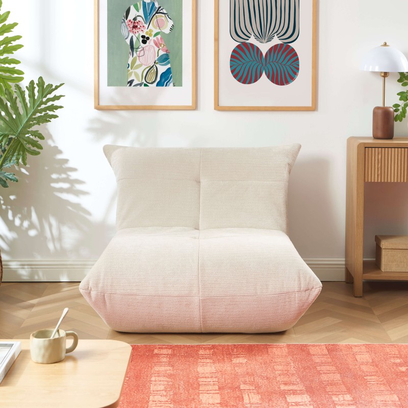 Fauteuil compressé KAIDO 1 place en mousse et tissu beige