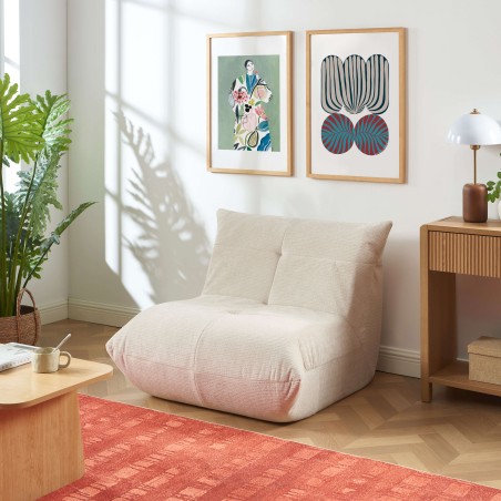 Fauteuil compressé KAIDO 1 place en mousse et tissu beige